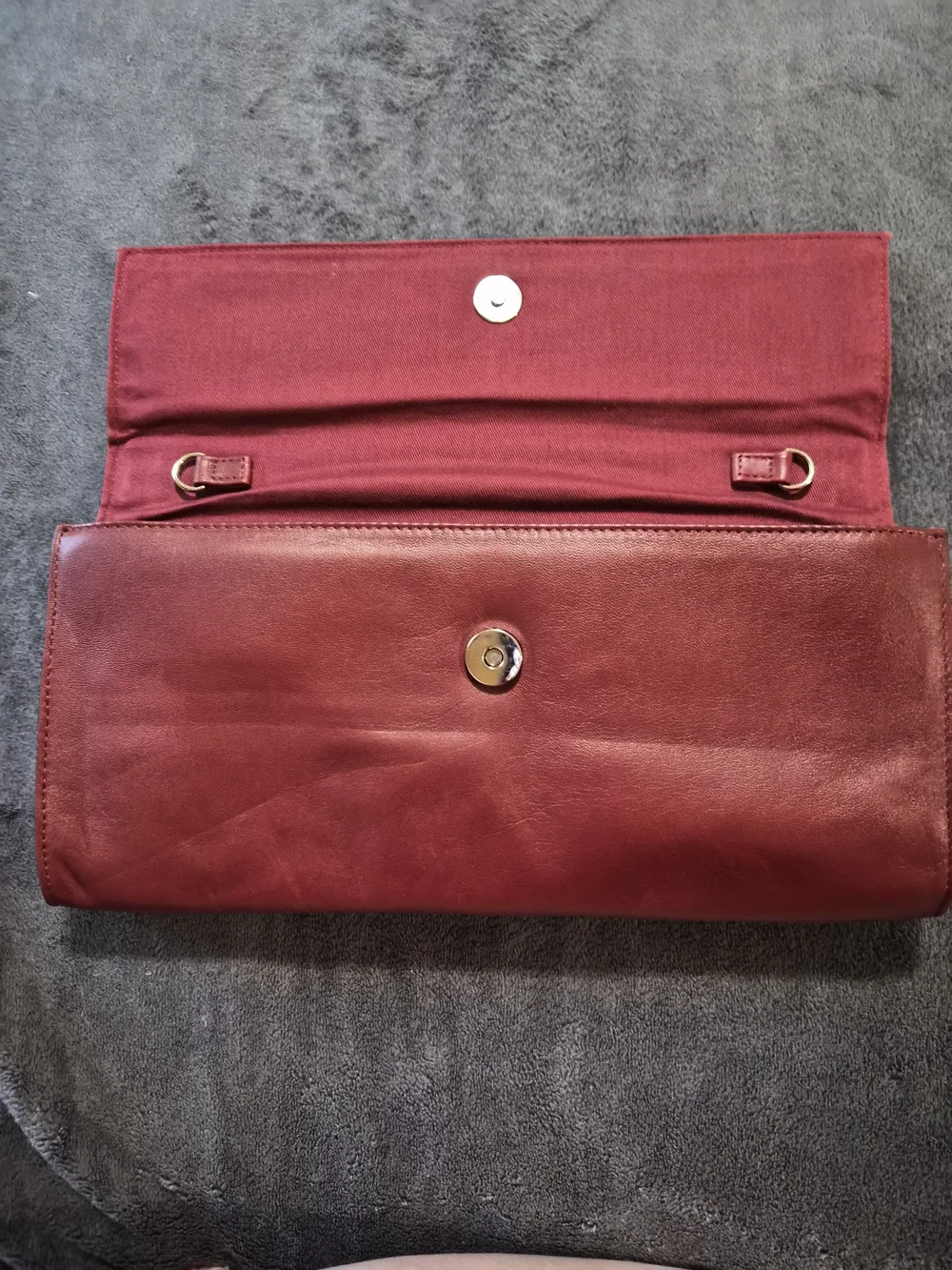 1990's Preston & York Maroon Fold-Over Clutch/ Shoulder Bag